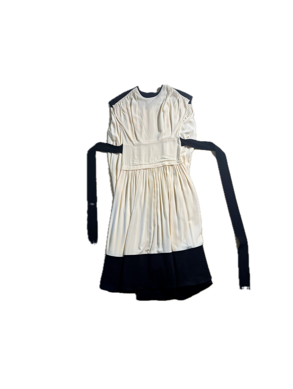 Proenza Schouler Bicolor Black & Cream Waisted Crepe Dress Size 8